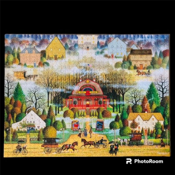 COMPLETE Charles Wysocki Melodrama in the Mist 1000 Pc Puzzle Cottagecore Forest - Picture 1 of 6